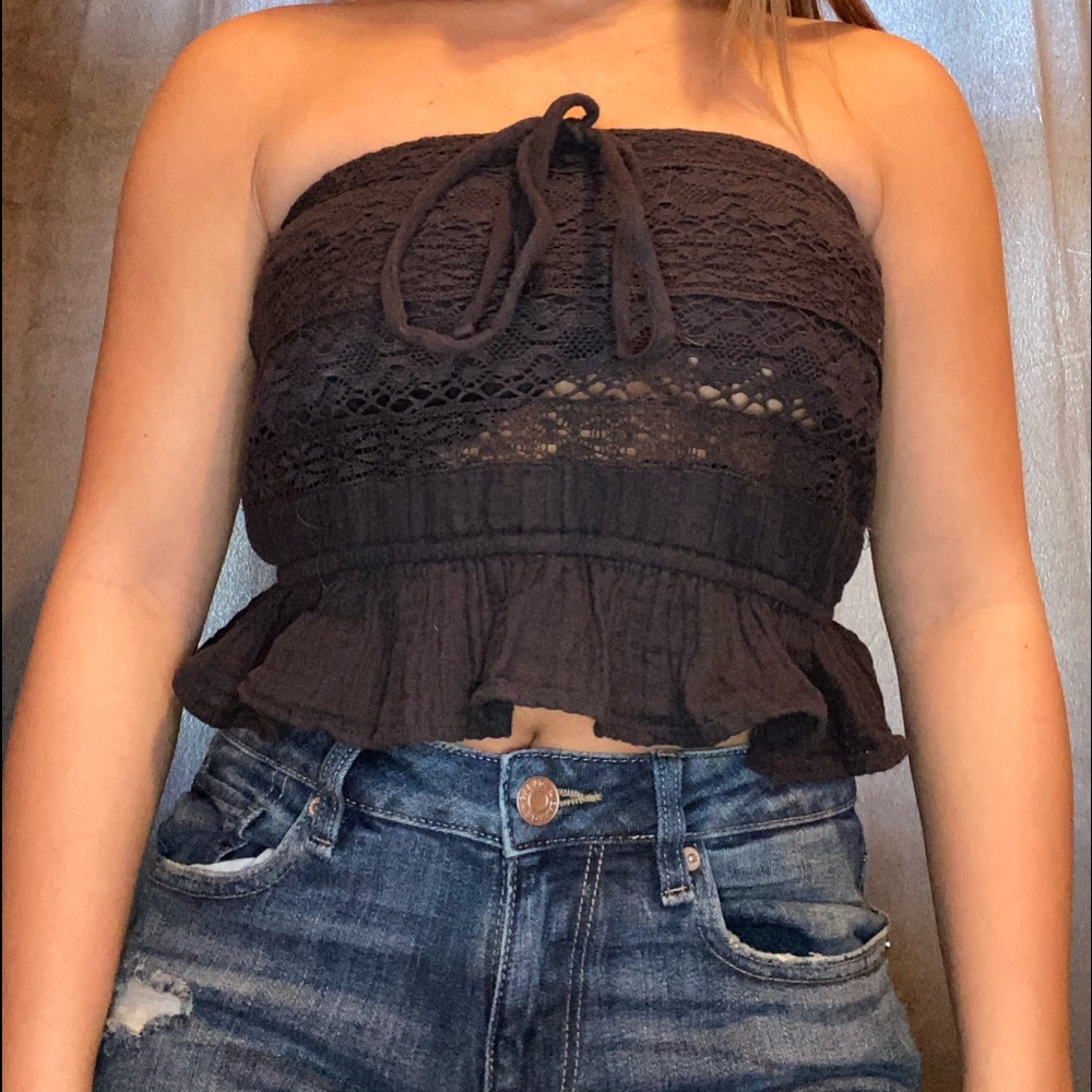 American eagle gray lace tup top